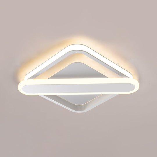 Modern Iron Rhombus - Oblong Led Foyer Ceiling Light In Black/Gold/White
