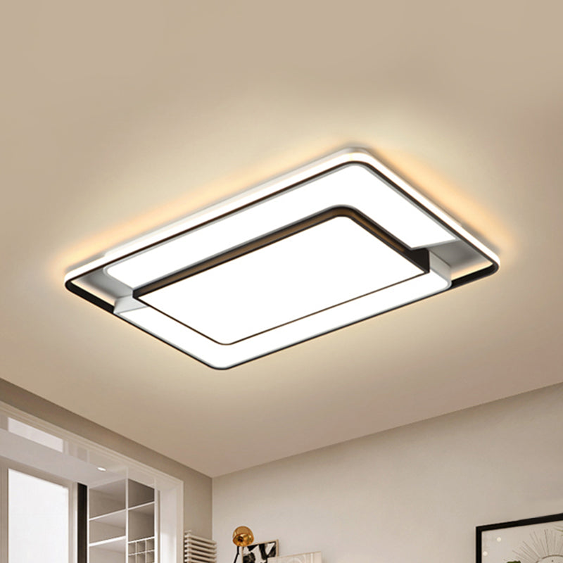 Modern Black And White Led Ceiling Lamp - Sleek Rectangular Design For Living Room Black - White