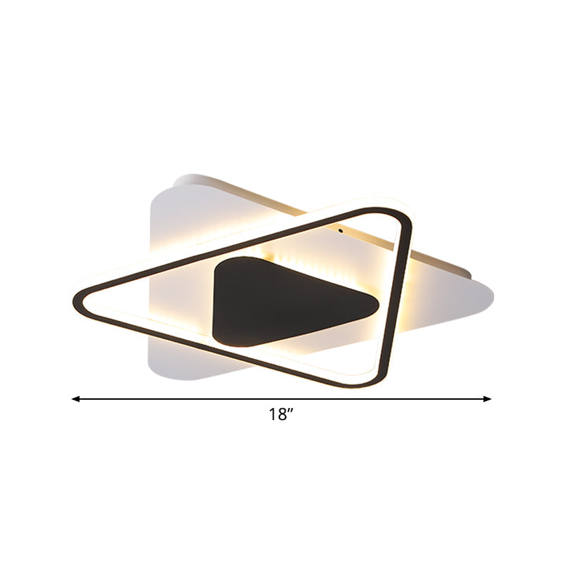 Modern Acrylic Led Ceiling Lamp In Black - White - 18’/23.5’ Wide Crossed Triangular Design