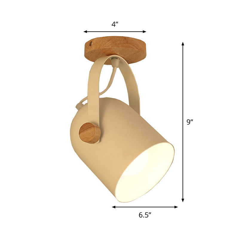 Nordic Metal 1-Light White Ceiling Fixture - Small Elongated Dome Semi Mount Lighting With