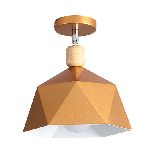 Shade Faceted Dome Ceiling Light Fixture - Macaron Metal Semi - Flush Mount For Apartments