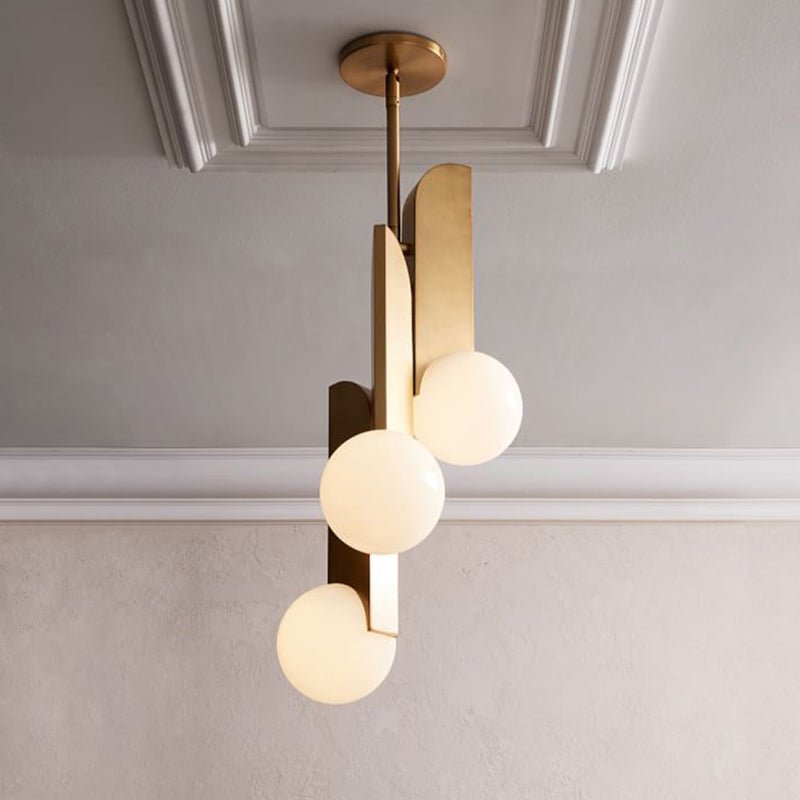 Karen’s Gold Opal Glass Pendant Light For Elegant Bedroom Ambiance Lighting