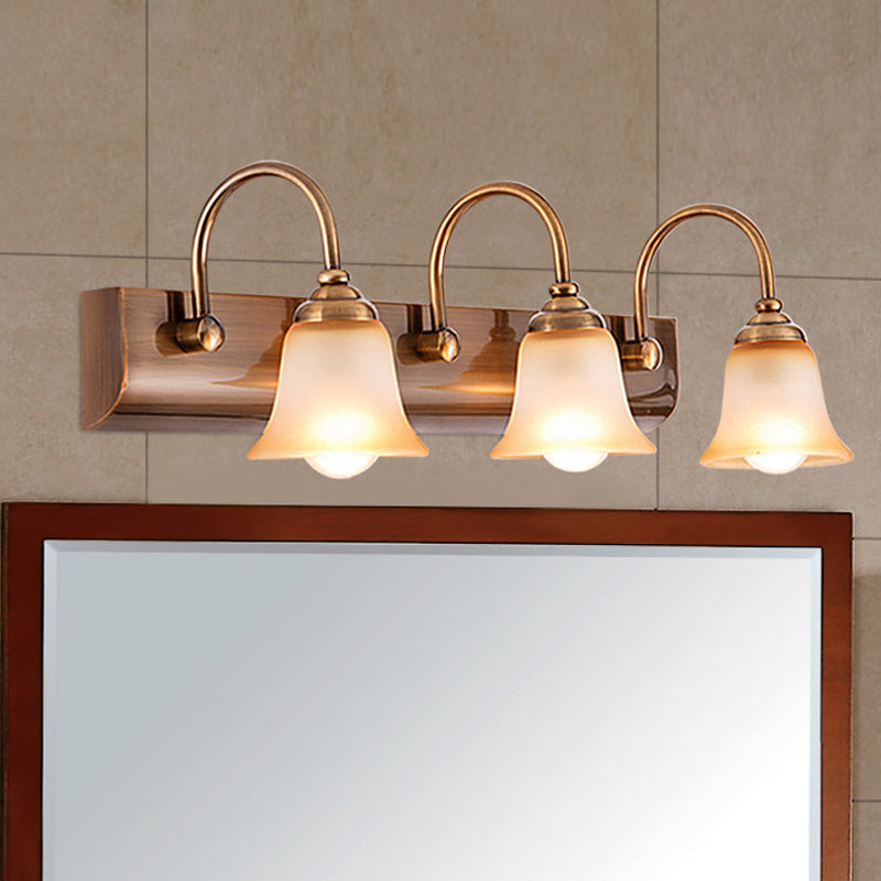 Vintage Gold Vanity Lamp With Frosted Glass & Gooseneck Arm For Bathroom Wall Mount - 2/3 Bulbs 3 /