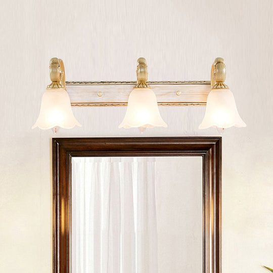 Blossom Vanity Lighting - Cream Glass Brass Wall Lamp Sconce With Curvy Arm