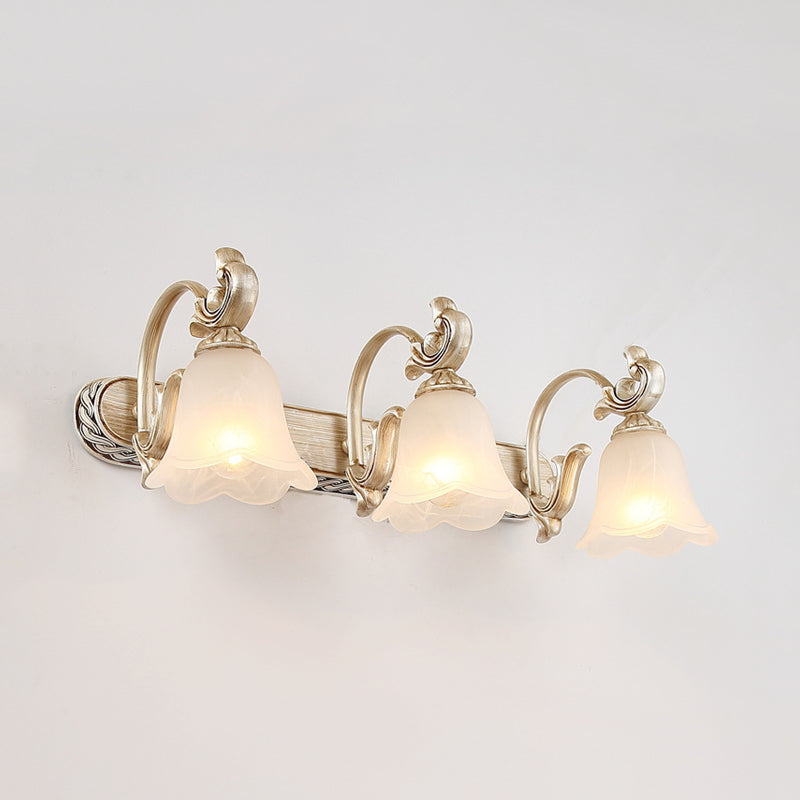 Blossom Vanity Lighting - Cream Glass Brass Wall Lamp Sconce With Curvy Arm