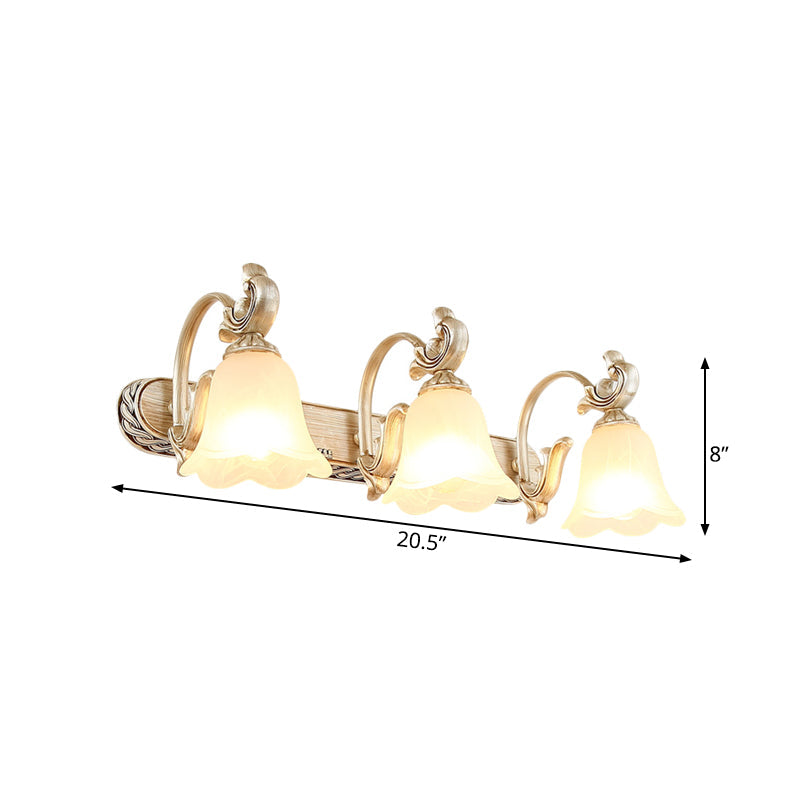 Blossom Vanity Lighting - Cream Glass Brass Wall Lamp Sconce With Curvy Arm