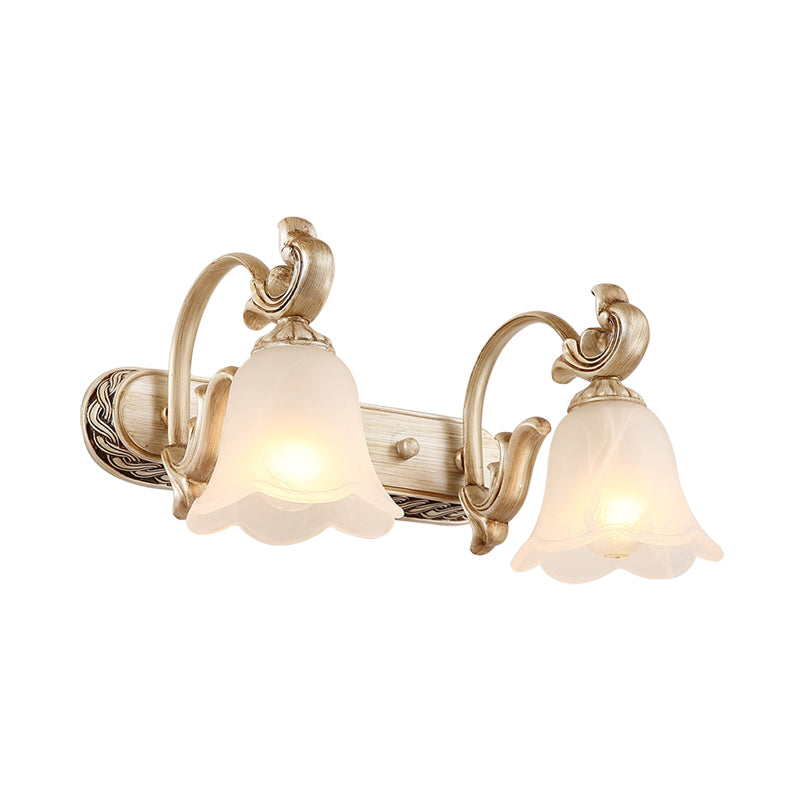 Blossom Vanity Lighting - Cream Glass Brass Wall Lamp Sconce With Curvy Arm