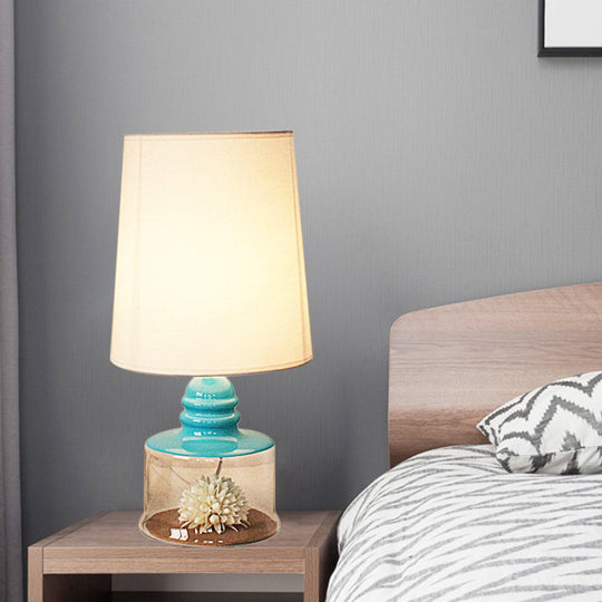 Rosaria - Pastoral Fabric Barrel Restaurant Table Lighting With Dried Flower And