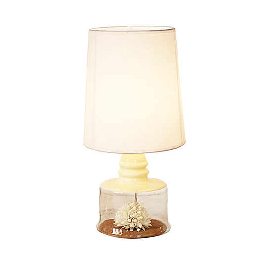 Rosaria - Pastoral Fabric Barrel Restaurant Table Lighting With Dried Flower And