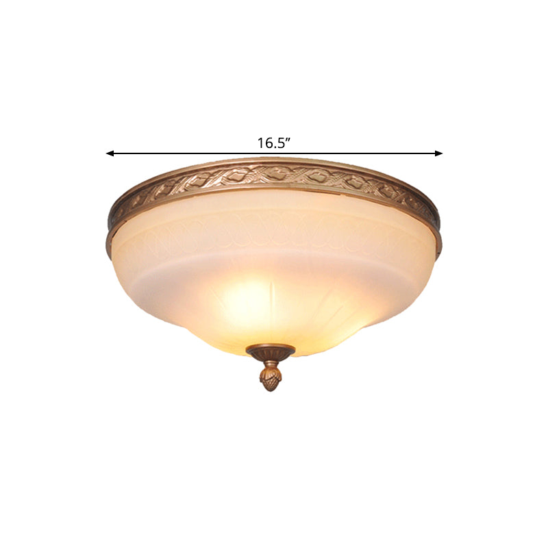Vintage Amber Glass Ivory Ceiling Lamp - Curved Dome 14.5’/16.5’/20’ Wide Led Flush Mount Fixture