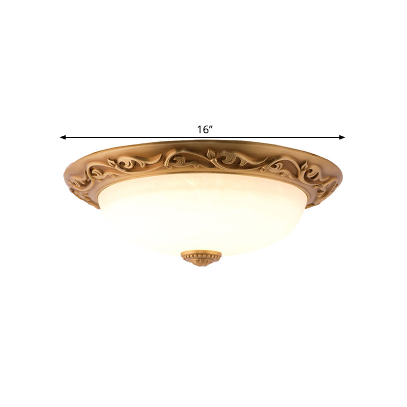 Milky Glass Led Dome Ceiling Light In Retro Style For Drawing Room - 12/16/19.5 W