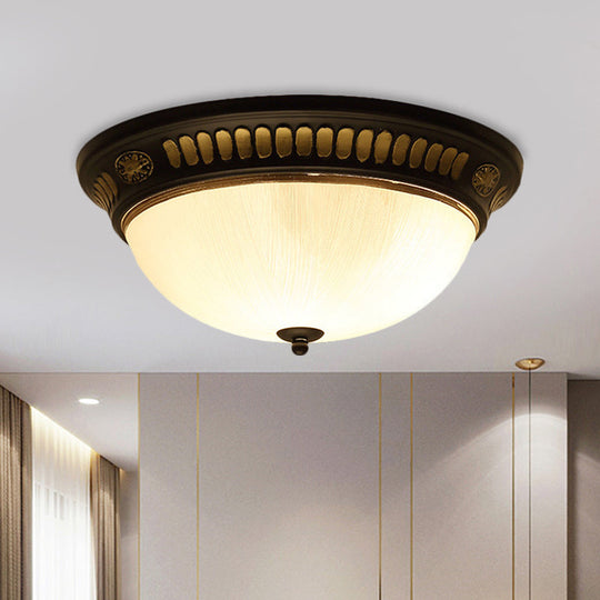 Bronze Glass Led Flush Light Fixture In Traditional Dome Shape For Ceiling 12.5/15 Width / 12.5