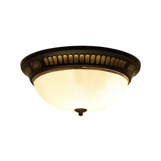 Bronze Glass Led Flush Light Fixture In Traditional Dome Shape For Ceiling 12.5’/15’ Width