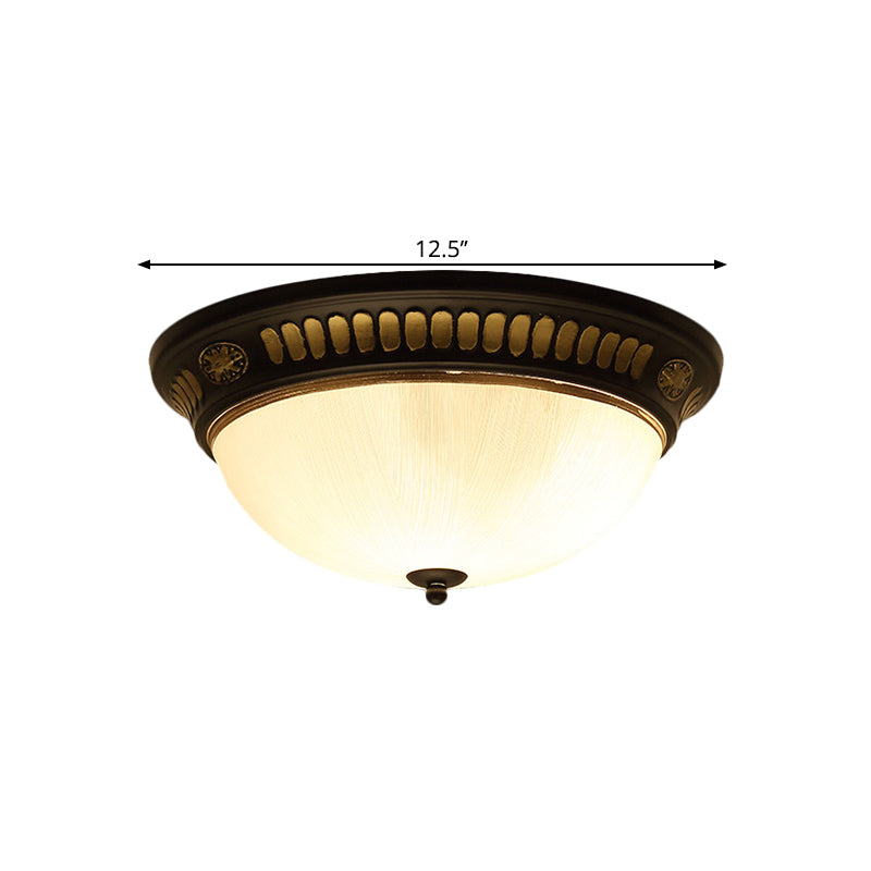 Bronze Glass Led Flush Light Fixture In Traditional Dome Shape For Ceiling 12.5’/15’ Width