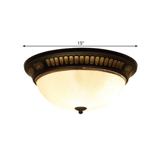 Bronze Glass Led Flush Light Fixture In Traditional Dome Shape For Ceiling 12.5/15 Width