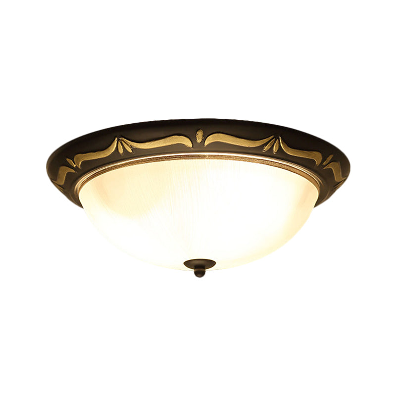 Classic Milk Glass Dome Ceiling Fixture - Led Brown Flush Mount Lighting (12.5’/15’ Width)