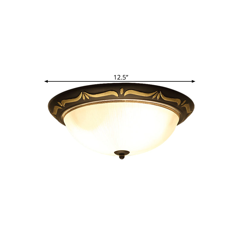 Classic Milk Glass Dome Ceiling Fixture - Led Brown Flush Mount Lighting (12.5’/15’ Width)