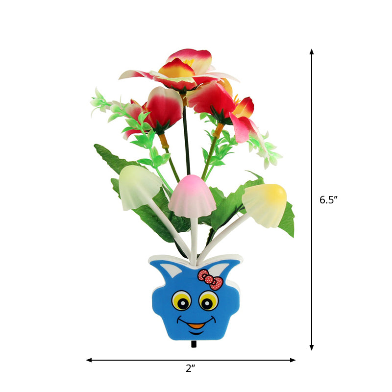 Contemporary Plastic Blooming Flower Wall Nightlight - Yellow/Pink/Peach Led Night Light With Plug