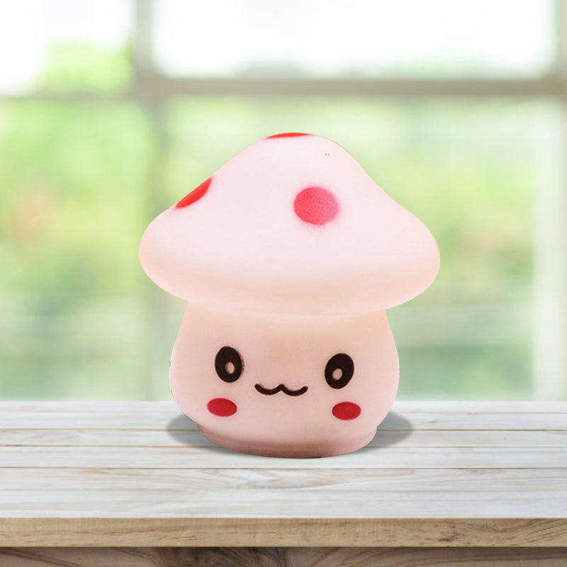 Mini Mushroom Led Nightlight - Cartoon Plastic Nursery Wall Lamp In 7 Color Light Options