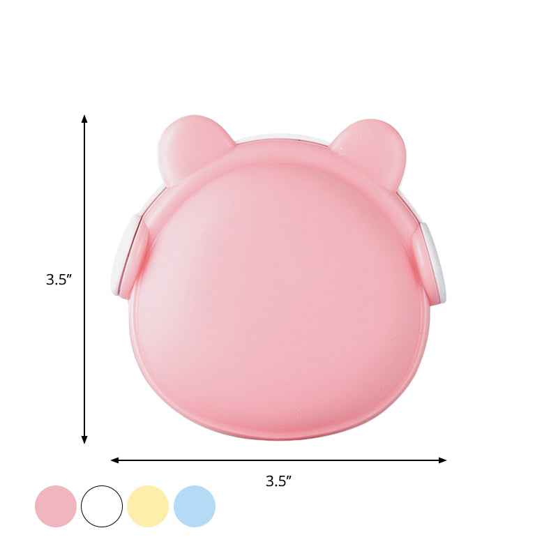 Plastic Wall Nightlight - Cartoon Bear Design With Light Sensor And Led Pink/Blue/White