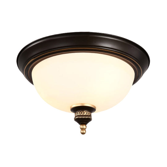 Modern Opal Glass 3-Bulb Black Flush Mount Ceiling Light Fixture For Bedroom