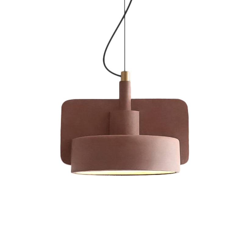 Minimalist Hanging Light: Cement Shallow Bowl Fixture For 1 Bulb Perfect Dining Table In