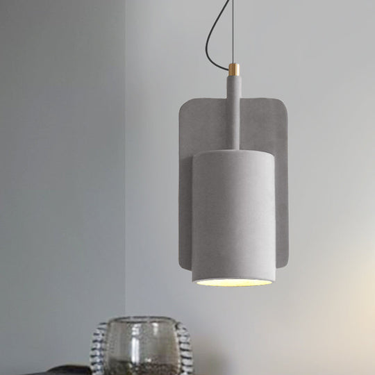 1-Light Cement Drop Pendant Factory Multi-Color Half-Cylinder Ceiling Lamp