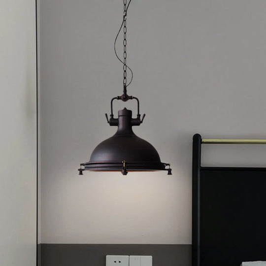 Industrial Iron Pot Pendant Light - Matte Black Single Hanging Lamp Kit For Dining Table