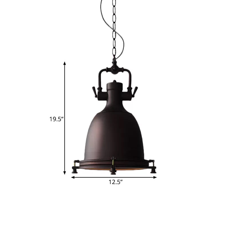 Industrial Iron Pot Pendant Light - Matte Black Single Hanging Lamp Kit For Dining Table