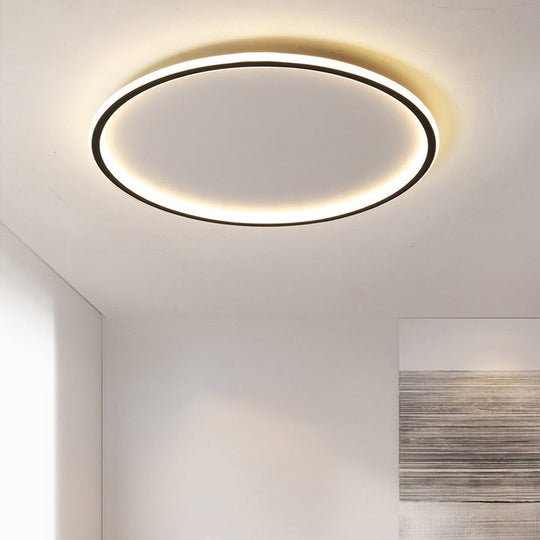 Ultrathin Flush Mount Led Ceiling Lamp In Black - Simple Acrylic Design For Living Room