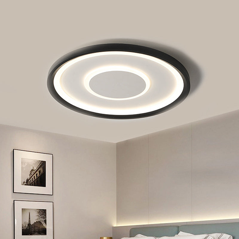 Nordic Acrylic Led Flush Ceiling Light In Black - 16/19.5 Width / 16