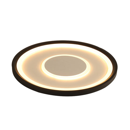 Nordic Acrylic Led Flush Ceiling Light In Black - 16/19.5 Width