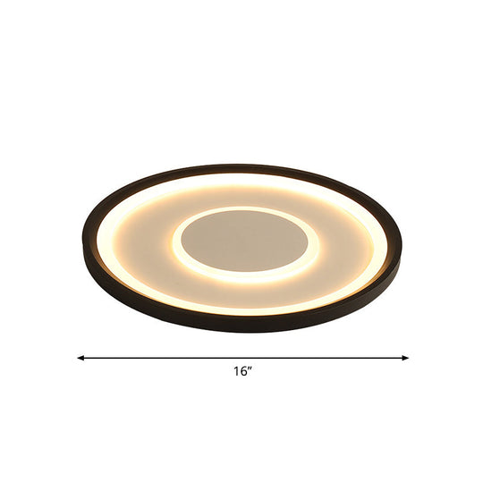 Nordic Acrylic Led Flush Ceiling Light In Black - 16’/19.5’ Width