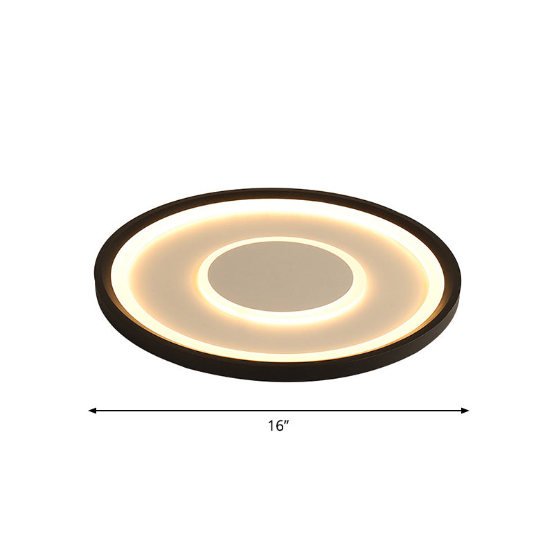 Nordic Acrylic Led Flush Ceiling Light In Black - 16/19.5 Width