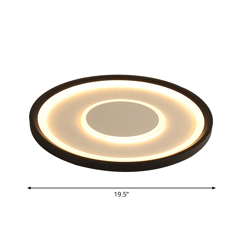 Nordic Acrylic Led Flush Ceiling Light In Black - 16’/19.5’ Width