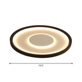 Nordic Acrylic Led Flush Ceiling Light In Black - 16/19.5 Width