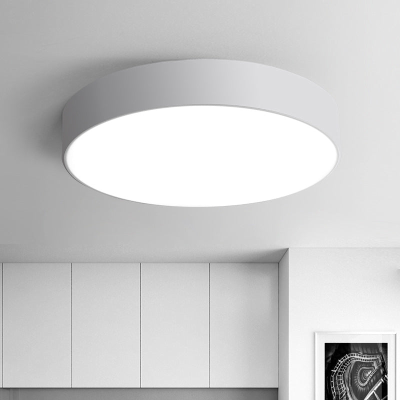 Nordic Short Drum Ceiling Flush Led Light In Black/White 16’/19.5’ Diameter