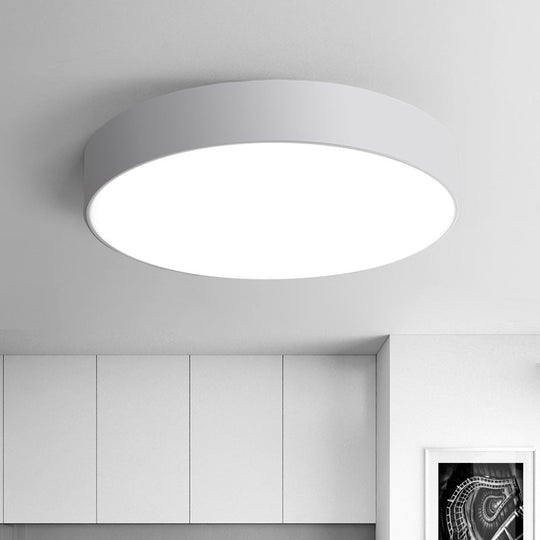 Nordic Short Drum Ceiling Flush Led Light In Black/White 16’/19.5’ Diameter