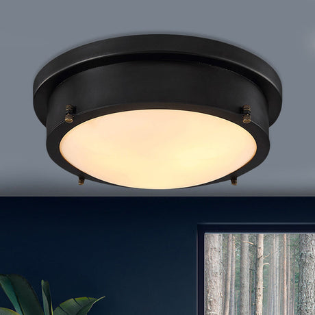 Iron Black Circle Led Flush Mount Light For Corridor - 10’/14’ Warm/White/3 Color Options / 10’ Warm