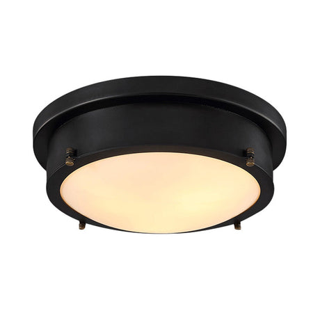 Iron Black Circle Led Flush Mount Light For Corridor - 10/14 Warm/White/3 Color Options