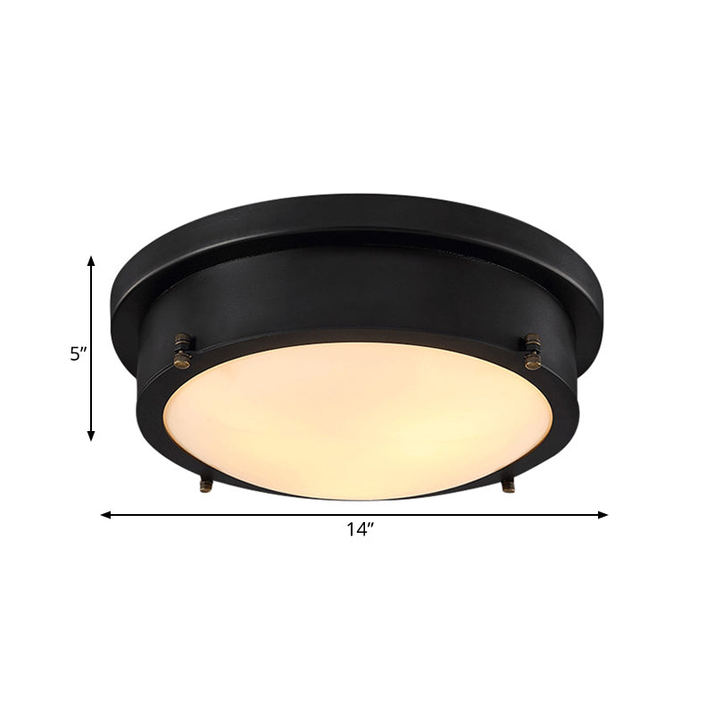 Iron Black Circle Led Flush Mount Light For Corridor - 10’/14’ Warm/White/3 Color Options
