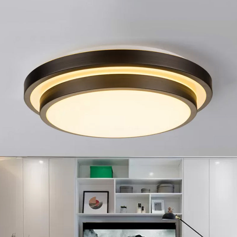 Vintage Dual - Layered Iron Led Ceiling Light In Black For Living Room - 11’/16’/19.5’ W