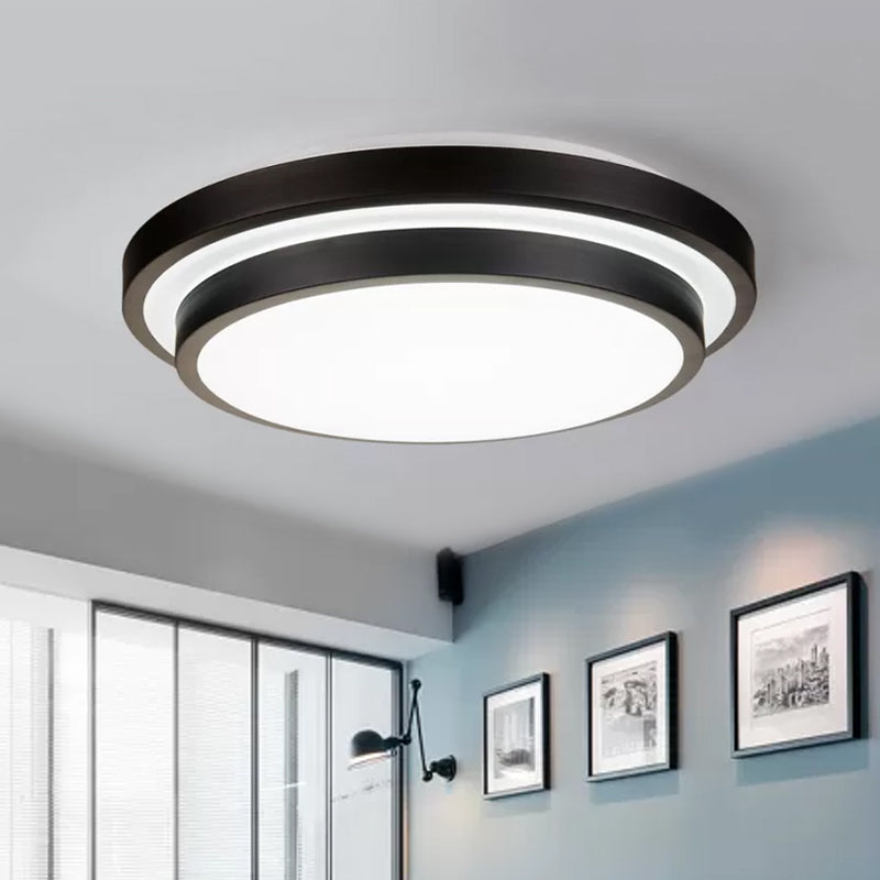 Vintage Dual - Layered Iron Led Ceiling Light In Black For Living Room - 11’/16’/19.5’ W