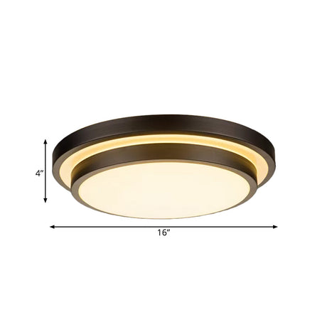 Vintage Dual-Layered Iron Led Ceiling Light In Black For Living Room - 11/16/19.5 W