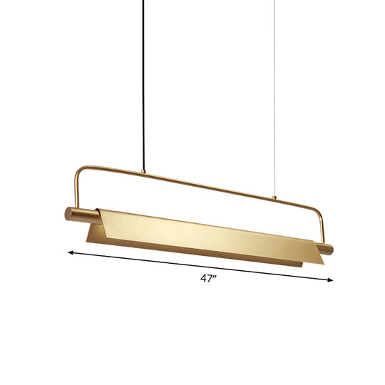 Gold Led Island Light Fixture - Metallic Colonial Rectangle Design For Restaurants