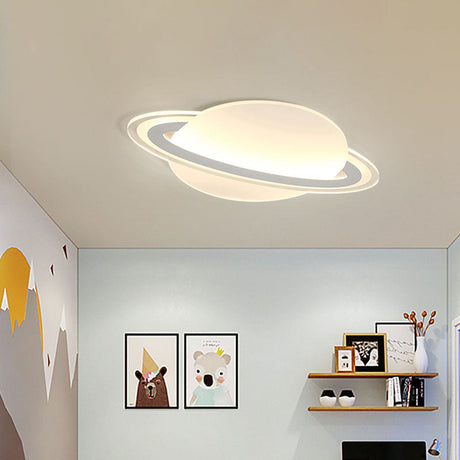 Modern Acrylic Planet Led Flush Light Fixture - 12’/18’ Long Warm/White Lighting For Living Room