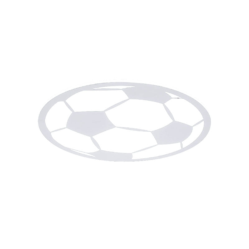 Kid’s Led Football Flush Light: Black/White Acrylic Mount For Boys Bedroom