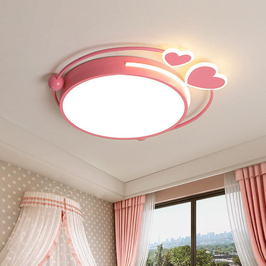 Macaroon Pink Heart Led Flush Mount Lamp - 16’/19.5’ Width