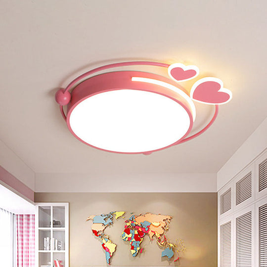 Macaroon Pink Heart Led Flush Mount Lamp - 16/19.5 Width / 16