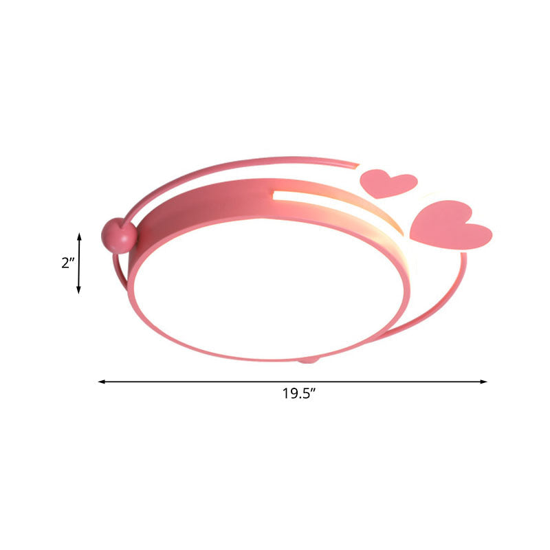 Macaroon Pink Heart Led Flush Mount Lamp - 16/19.5 Width